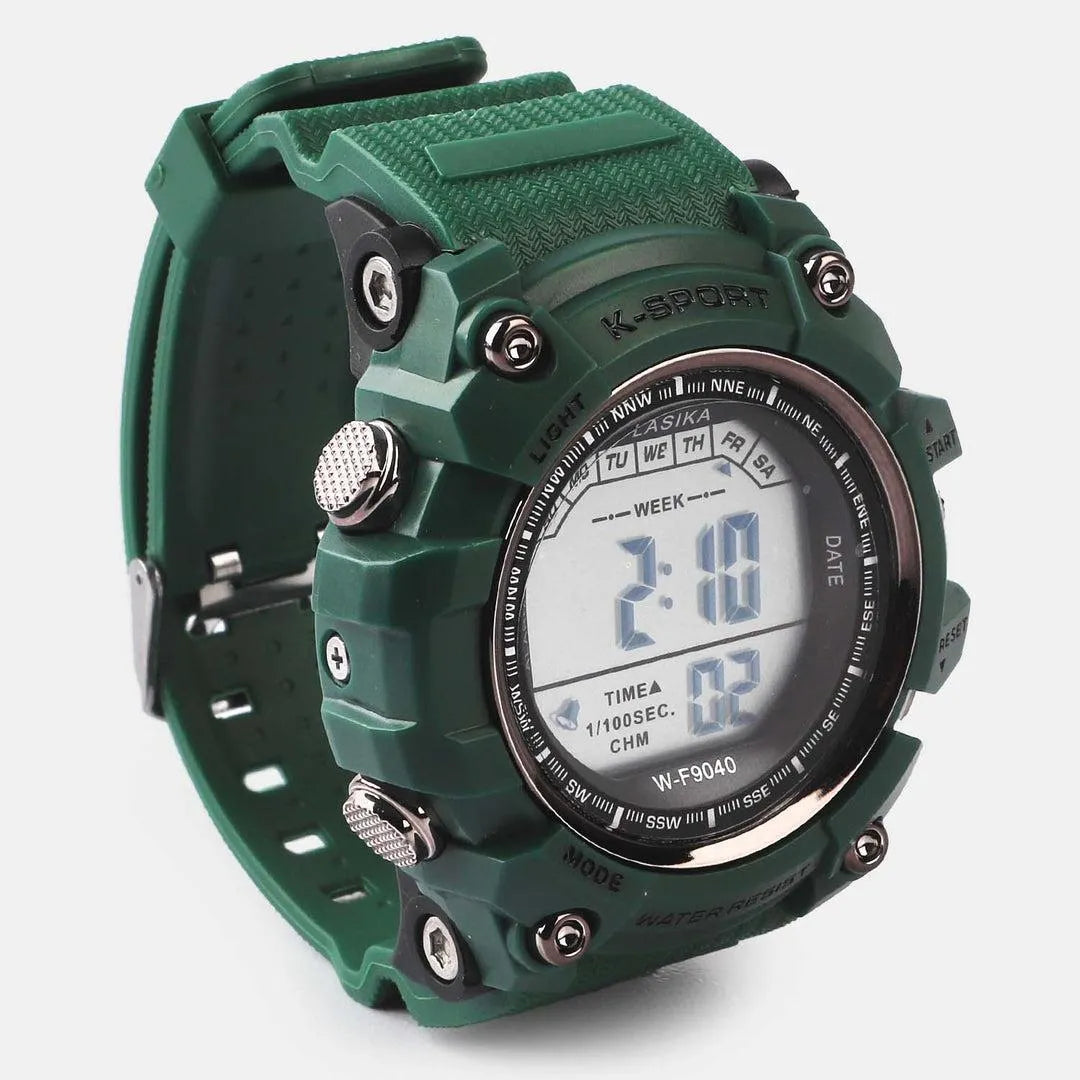 Men's Black Digital Sports Watch Water Resistant