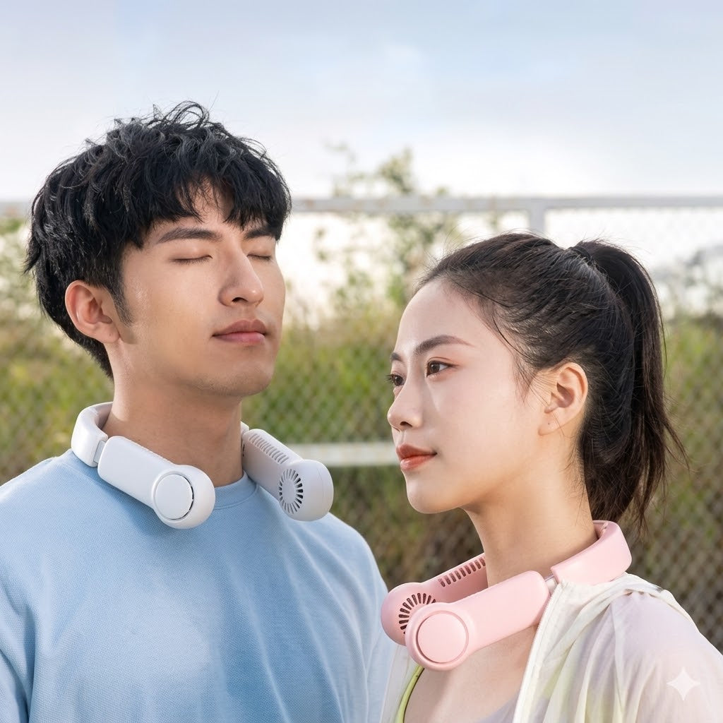 Portable Mini Neck Fan Portable Bladeless Fan USB Rechargeable Leafless Hanging Fans Air Cooler Cooling Wearable Neckband Fans