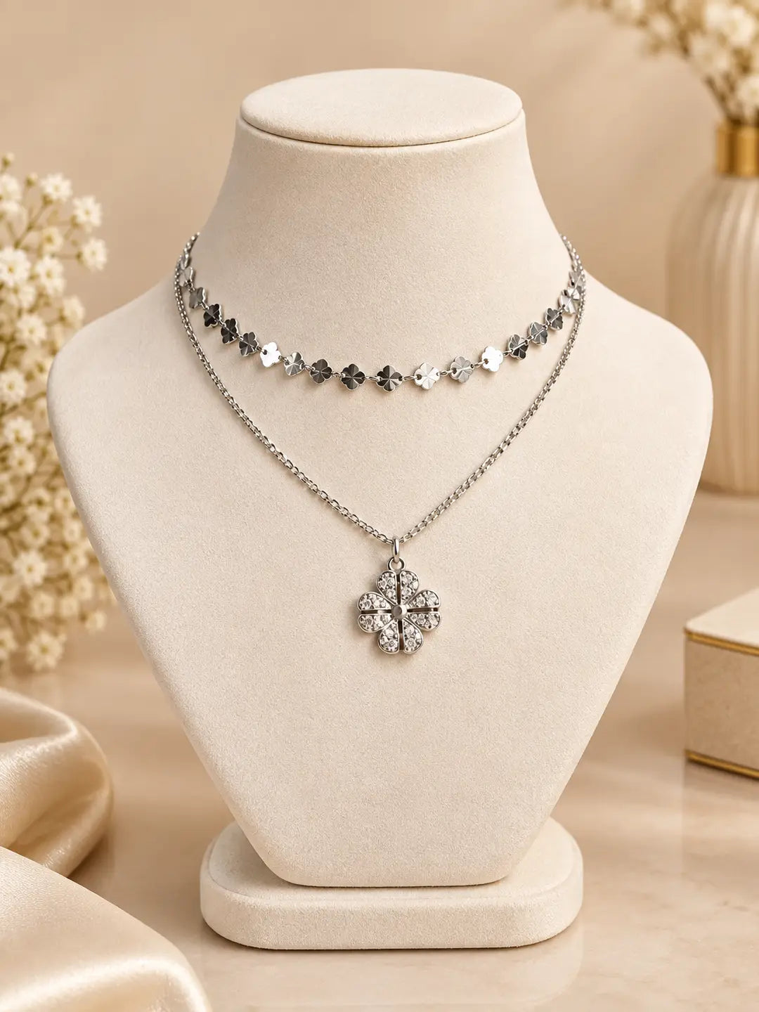 Premium Quality 2 Layered Chain Women And Girls Pendant Set
