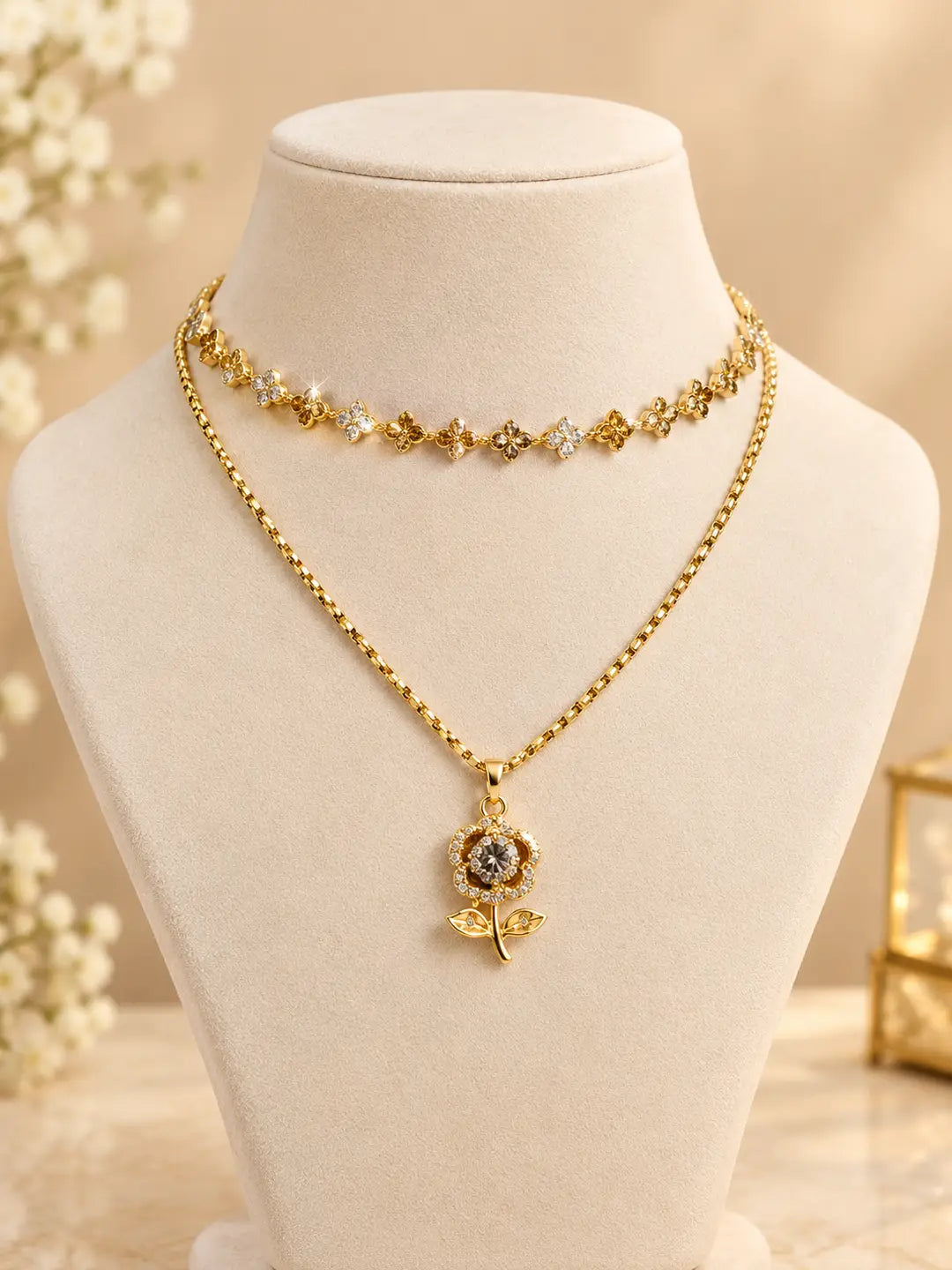 Premium Quality 2 Layered Chain Women And Girls Pendant Set