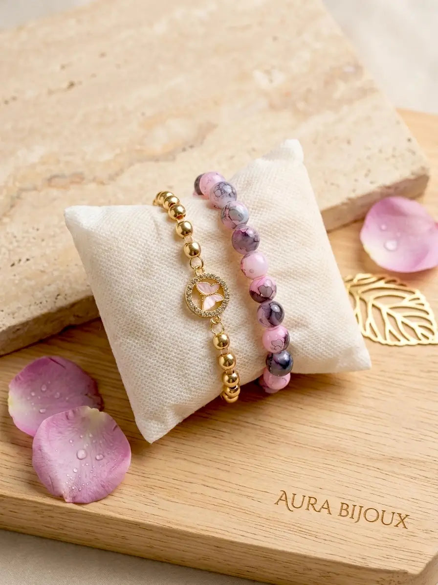 2 Pcs Funky Gold Plated Crystal Chain Bracelet