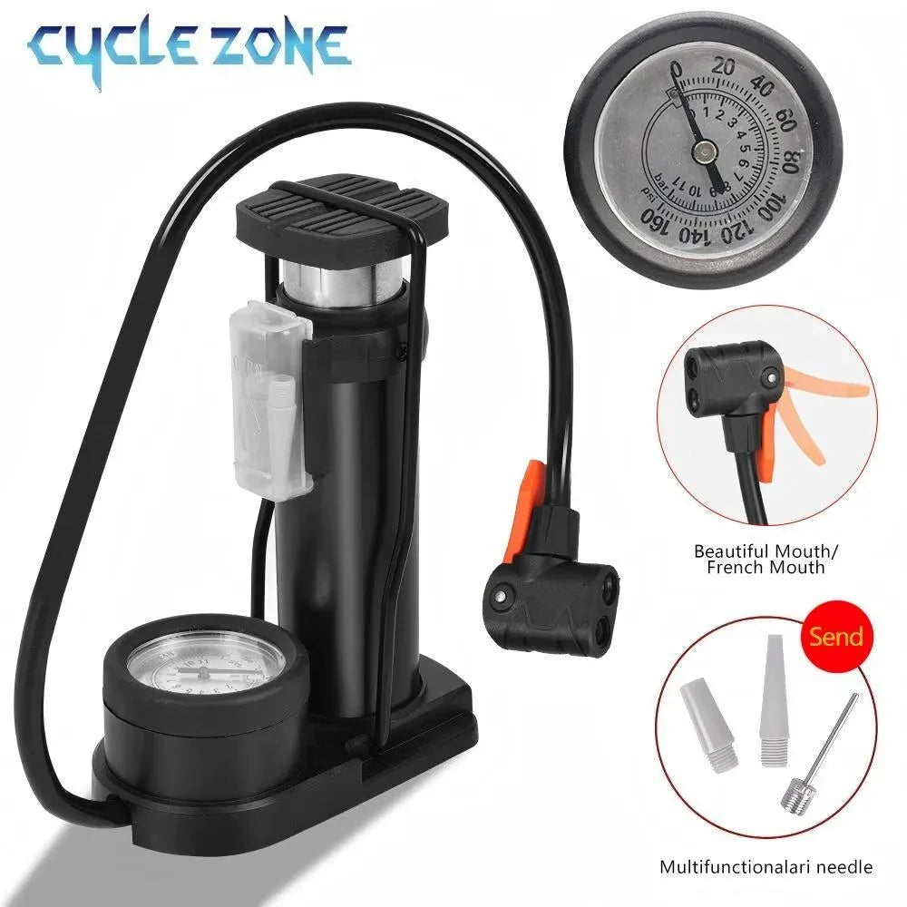 Portable Air Pump with Gauge & French Handle