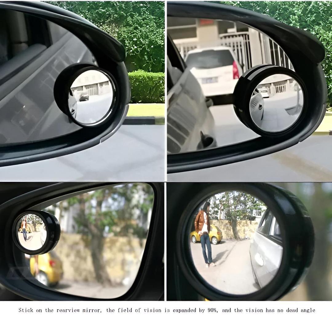 2 Pcs Adjustable Blind Spot Mirror Black Universal Fit