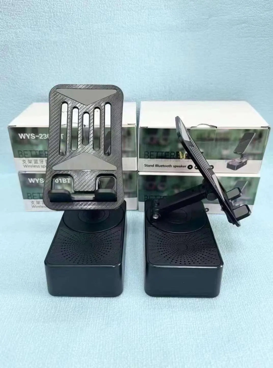 3-in-1 BT Speaker Phone Stand Black Foldable