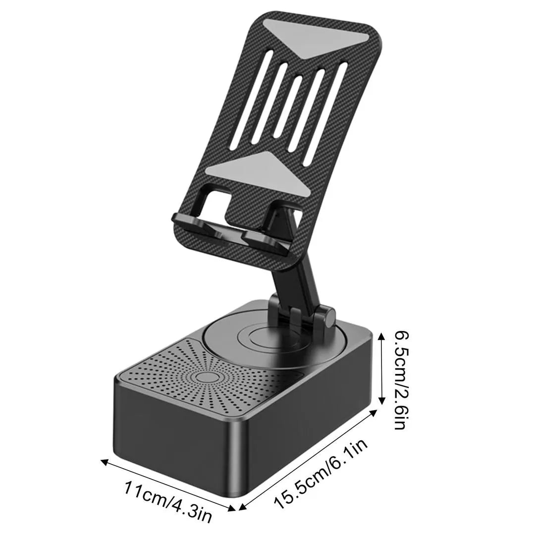 3-in-1 BT Speaker Phone Stand Black Foldable