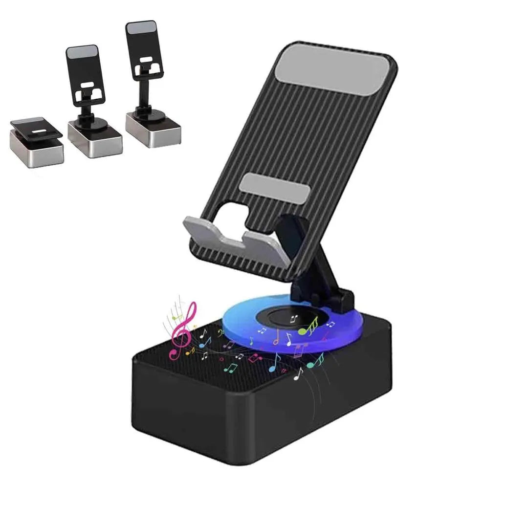 3-in-1 BT Speaker Phone Stand Black Foldable