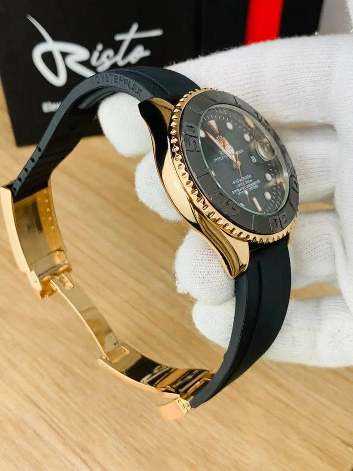 Men's Rolex Submariner Gold Black Water Resistant Watch