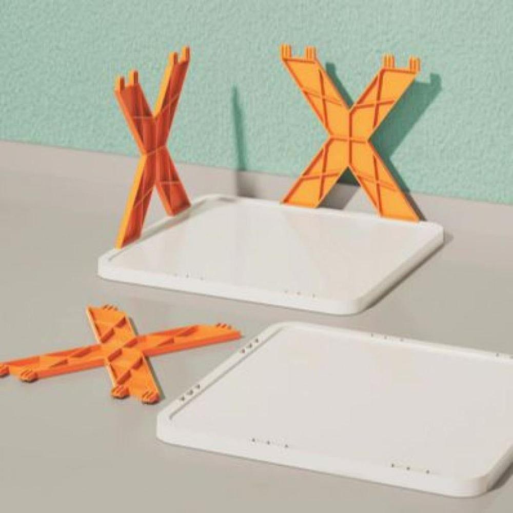 Stylish Multi-Level Shoe Rack Orange White ABS Plastic