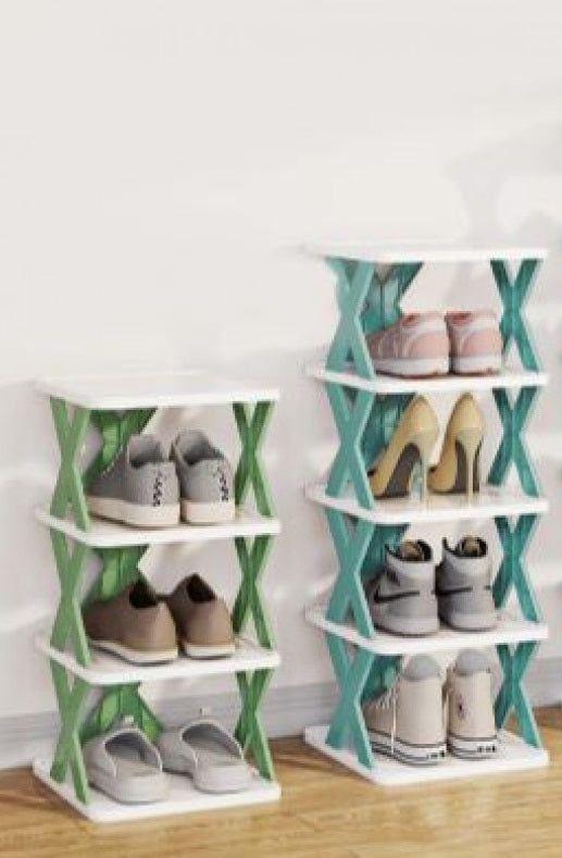Stylish Multi-Level Shoe Rack Orange White ABS Plastic