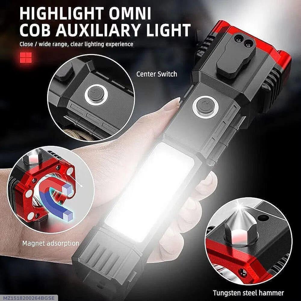Rechargeable LED Torch Black ABS Hammer Magnet