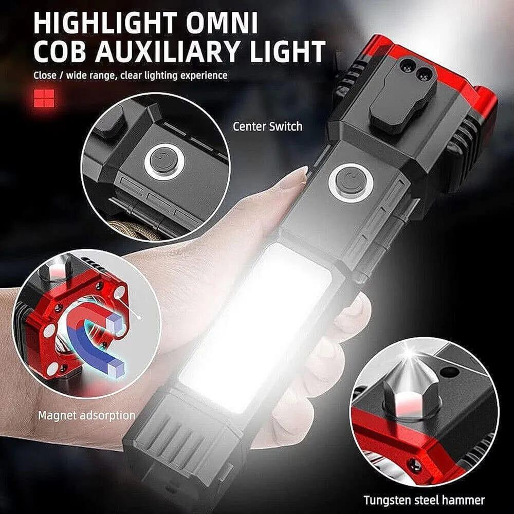 Rechargeable LED Torch Black ABS Hammer Magnet