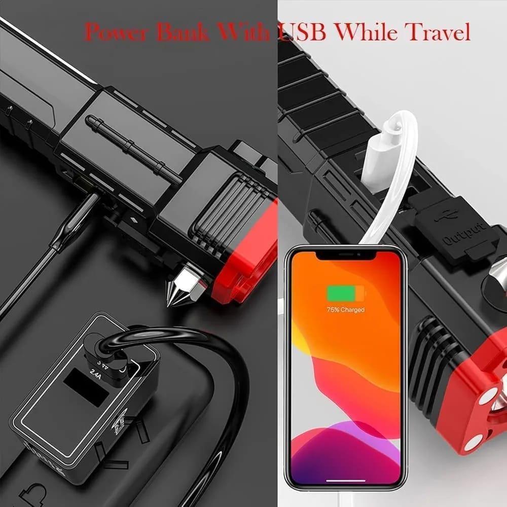Rechargeable LED Torch Black ABS Hammer Magnet