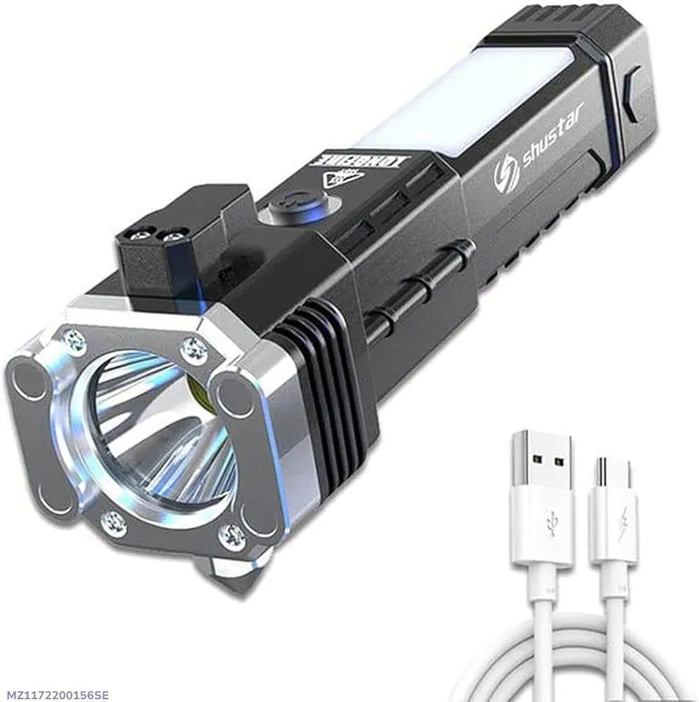 Rechargeable LED Torch Black ABS Hammer Magnet