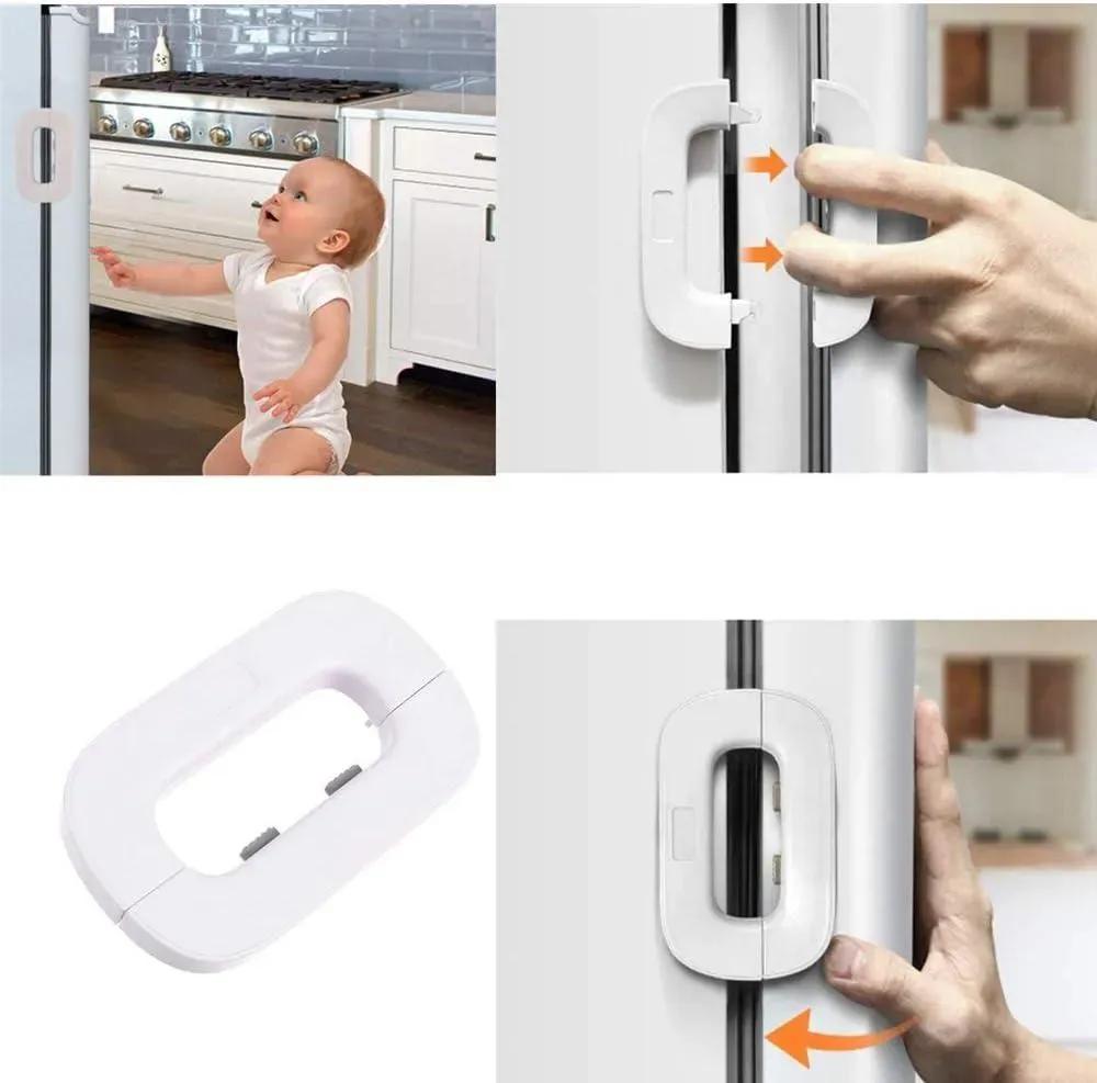 Modern Drawer Lock with One-Hand Operation Grey ABS