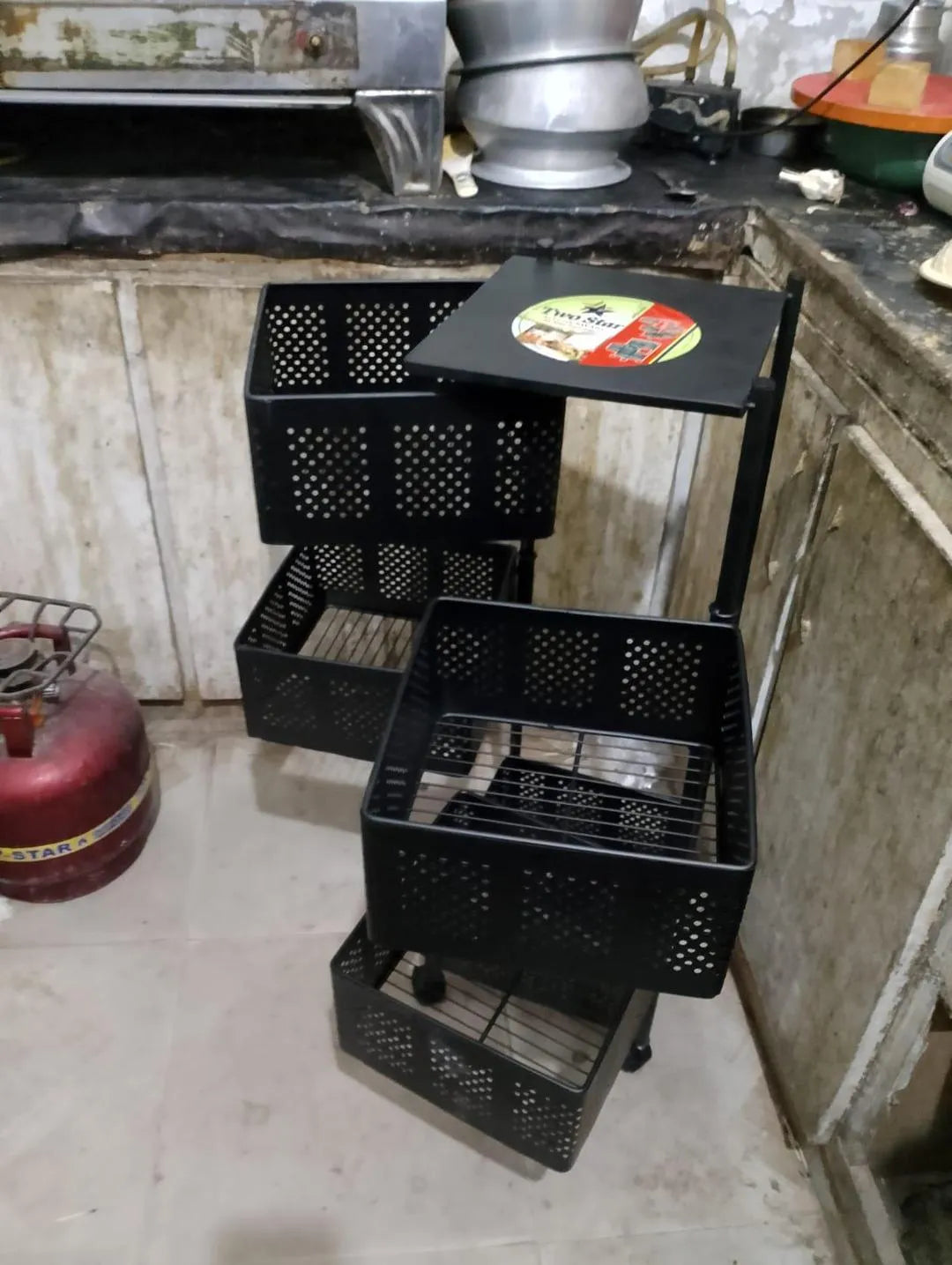 Multi-Level Fruit & Vegetable Storage Cart Black Iron