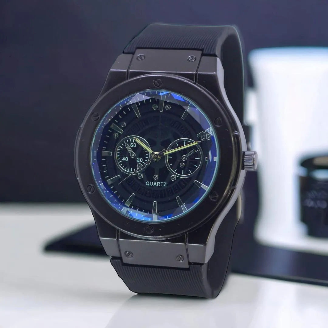 Men's Black Blue Grey Brown Silver Water Resistant Quartz Watch 8cm