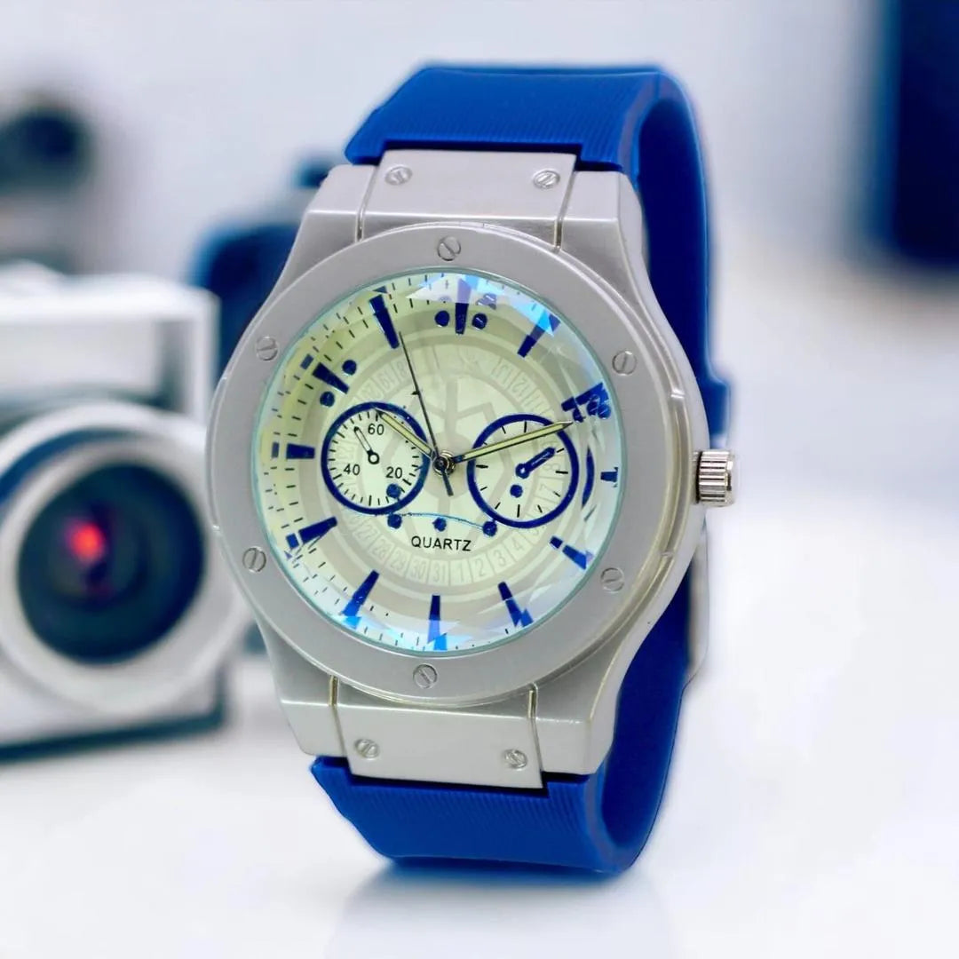 Men's Black Blue Grey Brown Silver Water Resistant Quartz Watch 8cm