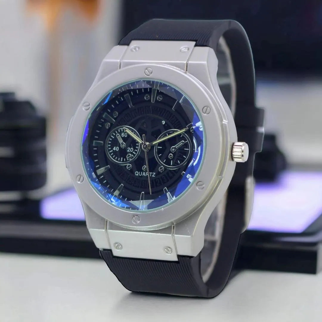 Men's Black Blue Grey Brown Silver Water Resistant Quartz Watch 8cm