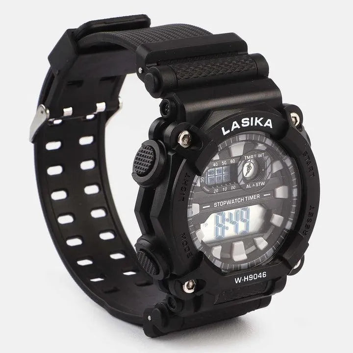 Men's Black Digital Sports Watch Water Resistant