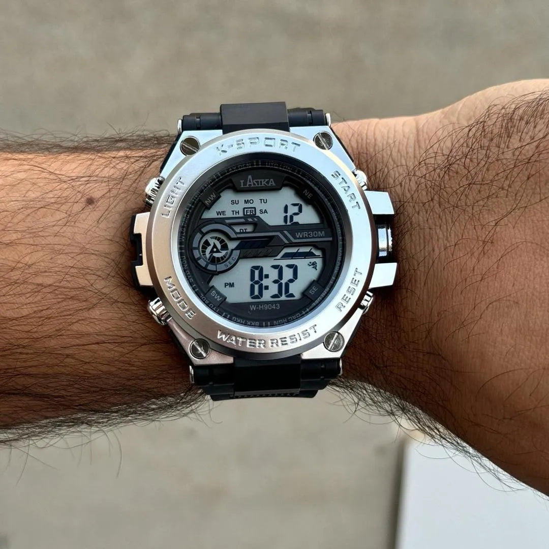 Men's Black Digital Sports Watch Water Resistant