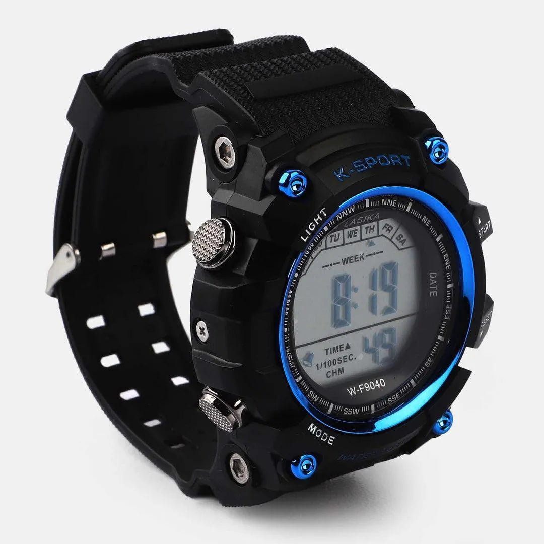 Men's Black Digital Sports Watch Water Resistant
