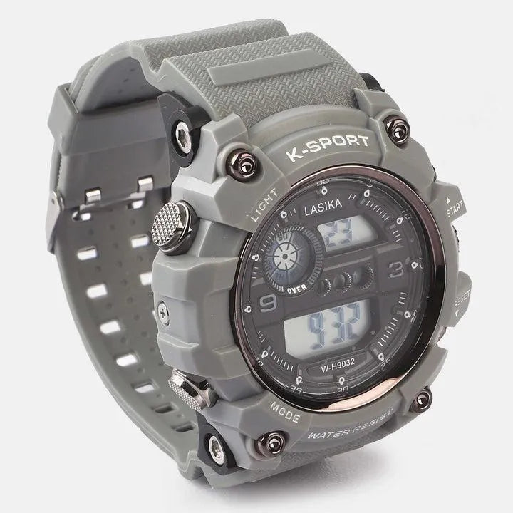 Men's Black Digital Sports Watch Water Resistant