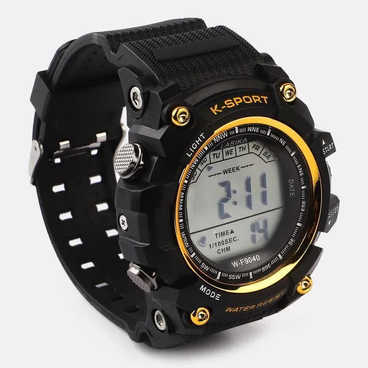 Men's Black Digital Sports Watch Water Resistant
