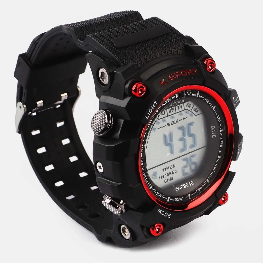 Men's Black Digital Sports Watch Water Resistant