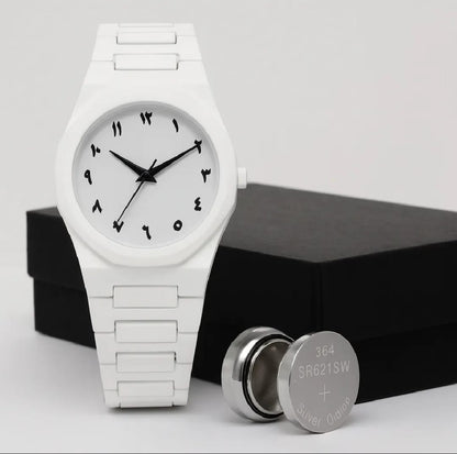 Minimalist White Analog Watch – Stylish Lightweight Fashion Wristwatch for Men & Women