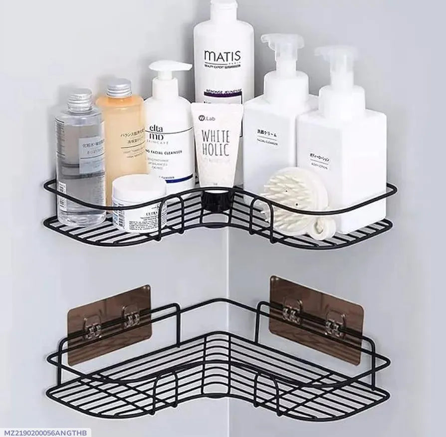 Stainless Steel Corner Bathroom Shelve Black