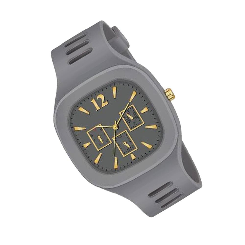 Men's Modern Grey Silicone Watch with Gold Dial & 3cm Band