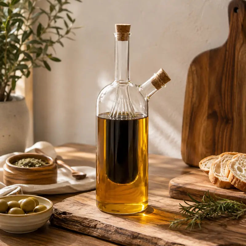 Elegant Glass Oil Bottle with Double Spout