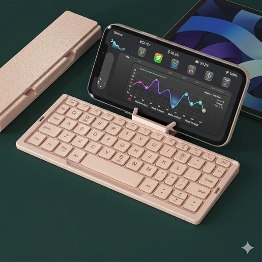 Mini Folding Bluetooth Keyboard Wireless Keypad Support3 Devices With Stand Rechargeable Foldable Keyboard For Phone Tablet