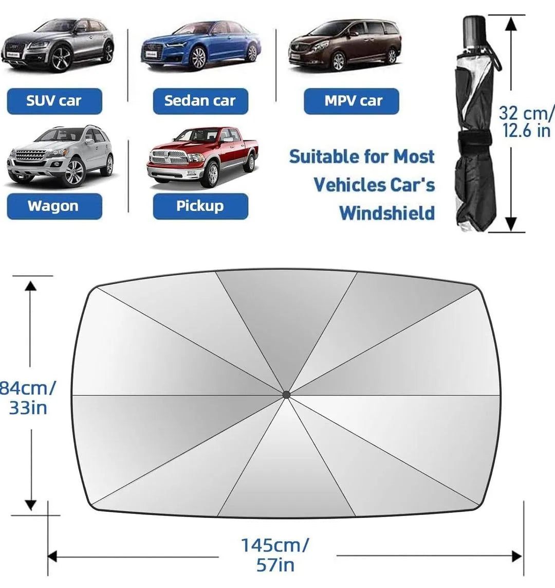Car Windshield Umbrella Black Durable Weather Resistant