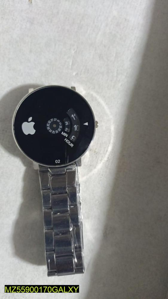Men's Stainless Steel Black Dial Quartz Watch 48mm
