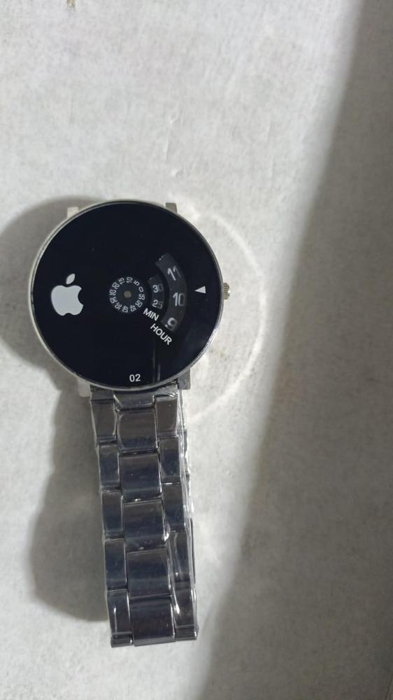 Men's Stainless Steel Black Dial Quartz Watch 48mm