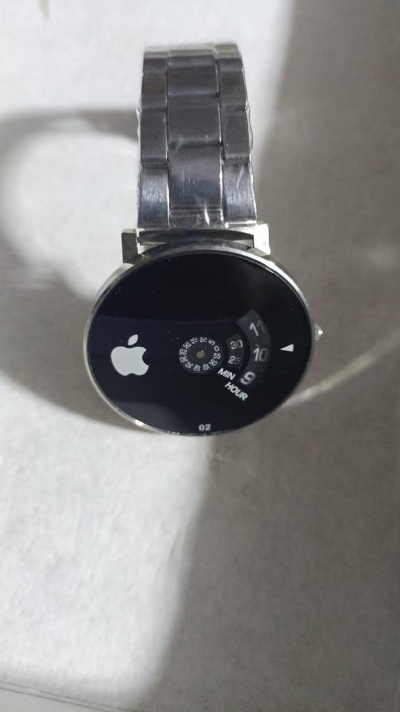 Men's Stainless Steel Black Dial Quartz Watch 48mm