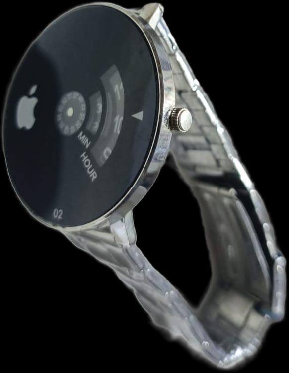 Men's Stainless Steel Black Dial Quartz Watch 48mm