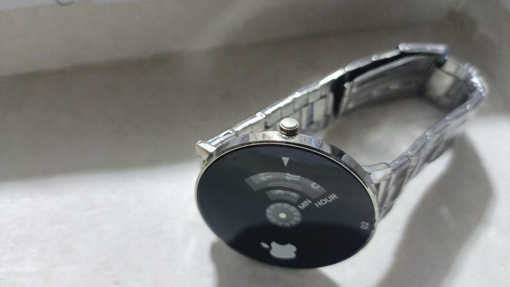 Men's Stainless Steel Black Dial Quartz Watch 48mm