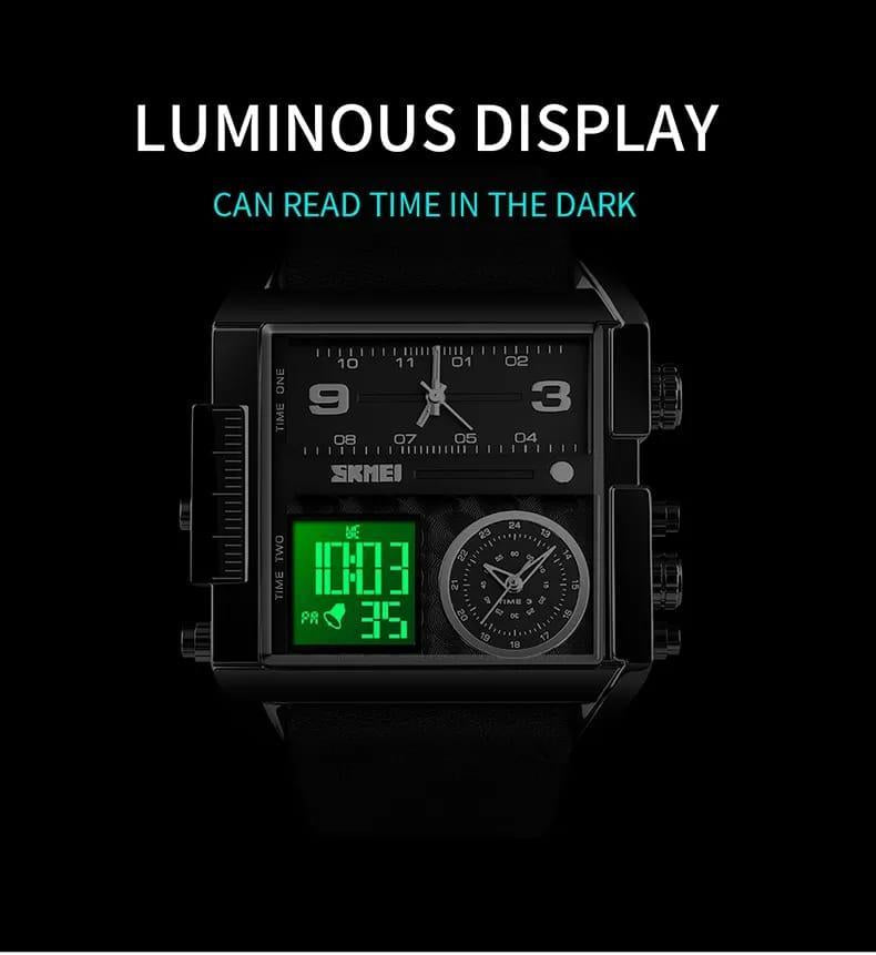30m Waterproof Square Watch with Digital Display