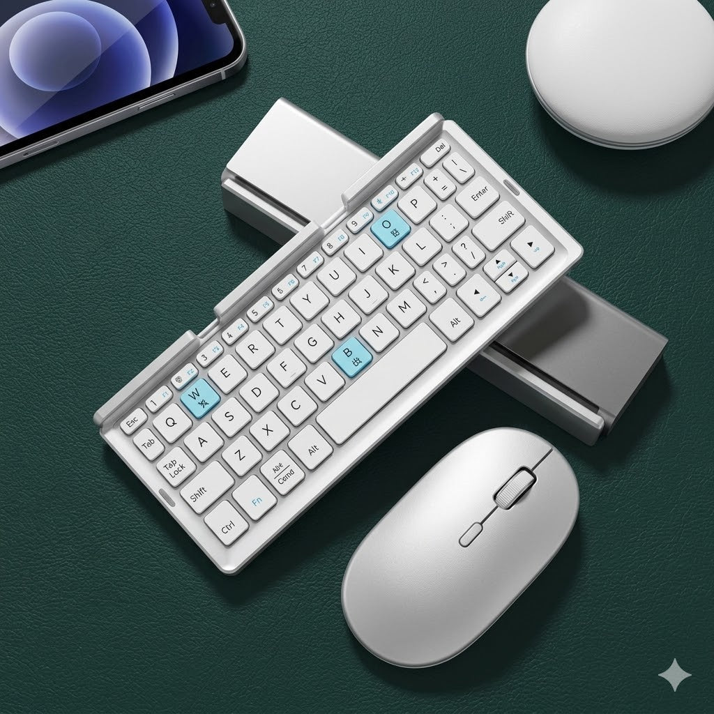 Mini Folding Bluetooth Keyboard Wireless Keypad Support3 Devices With Stand Rechargeable Foldable Keyboard For Phone Tablet