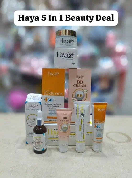 haya 5 in 1 Beauty Deal Face serum Face wash Face cream Night cream Sunblock