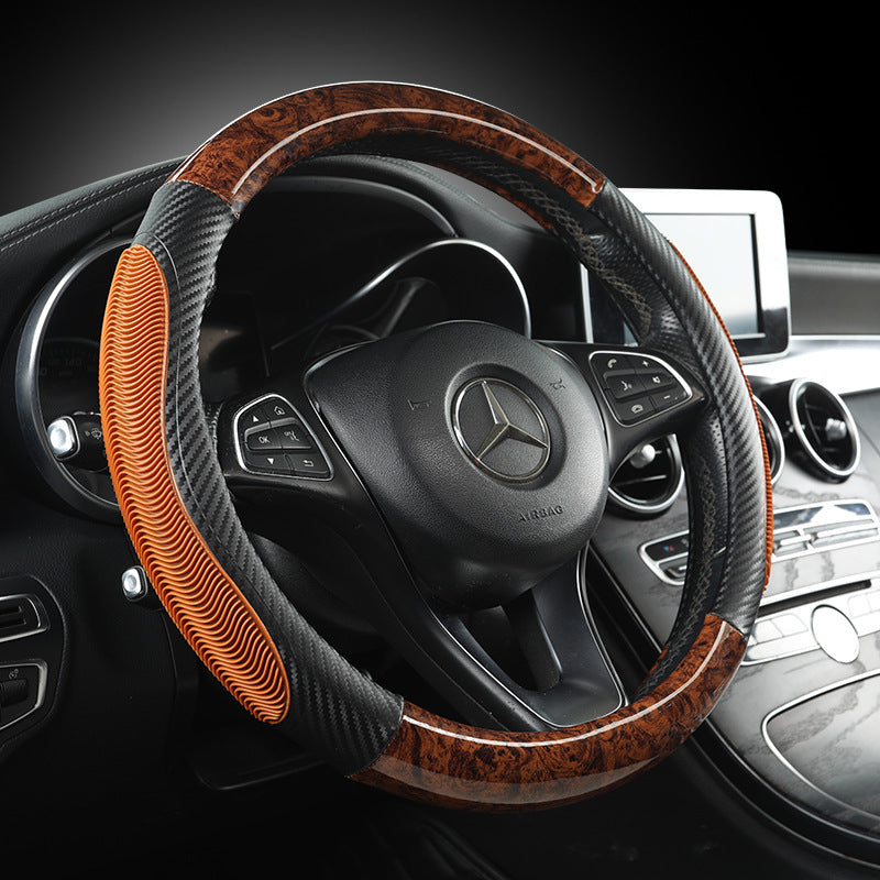 Wood Grain Steering Wheel Cover Breathable Non-Slip Durable