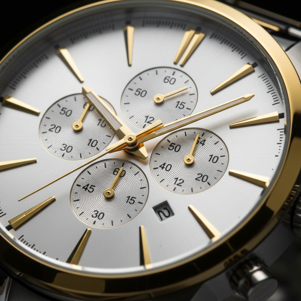 Luxury Men's Stainless Steel Chronograph Watch – Elegant Gold & Silver Analog Wristwatch