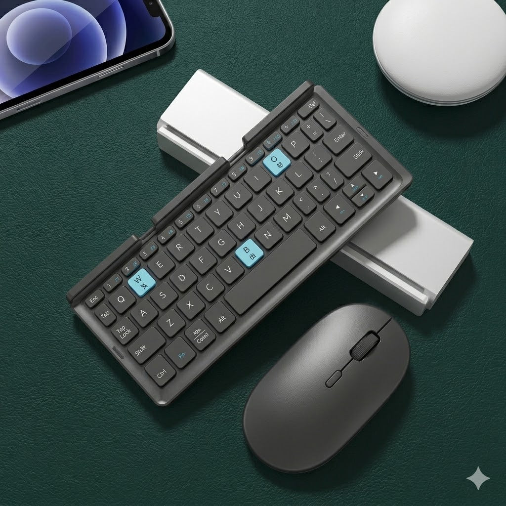 Mini Folding Bluetooth Keyboard Wireless Keypad Support3 Devices With Stand Rechargeable Foldable Keyboard For Phone Tablet