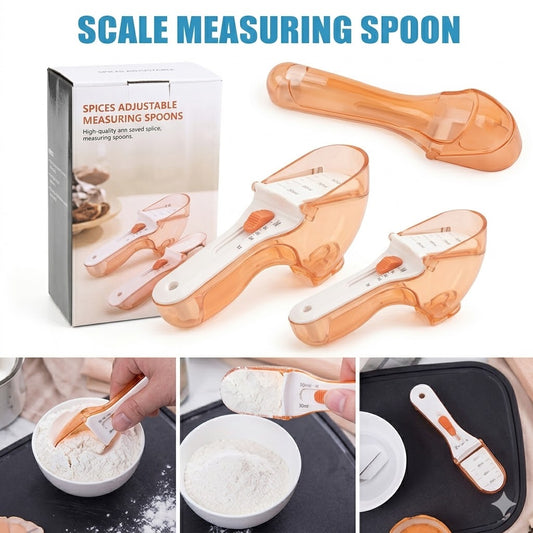 Kitchen Gadget With Magnet Adjustable Seasoning Measuring Spoon