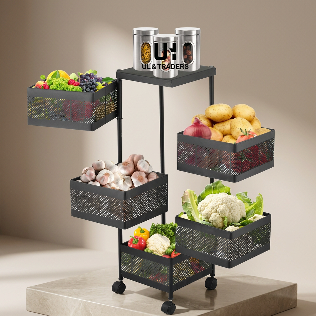 Multi-Level Fruit & Vegetable Storage Cart Black Iron